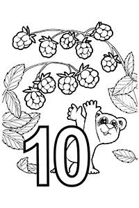 Раскраска Мишка изучает число 10: малинка