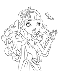 Си-Эй Кьюпид (дочь Купидона) с бабочкой. Раскраска Ever After High