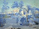 Кликните для увеличения Горбатов К. И. Зимний пейзаж с церковью. 1925