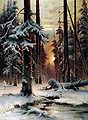 Кликните для увеличения Колесников С. Ф. Зимний закат в еловом лесу. 1889