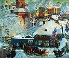 Кликните для увеличения Кустодиев Б М Зима. Масленичное гулянье. 1919
