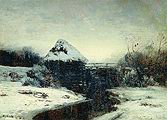 Кликните для увеличения Левитан И. И. Зимний пейзаж с мельницей. 1884
