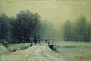 Кликните для увеличения Мещерский А. И. Зимний пейзаж с мостиком. 1885