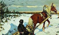 Кликните для увеличения Туржанский Л. В. Зимний пейзаж. На дровнях
