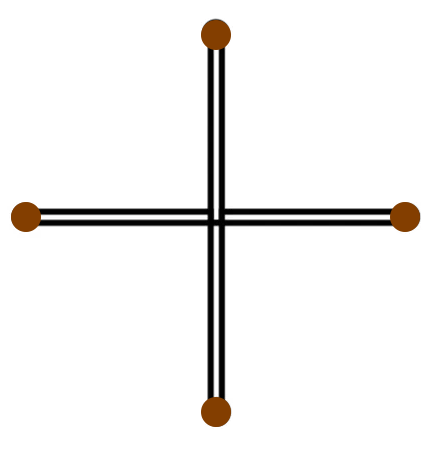 Крест из четырех спичек. Сдвиньте одну, чтобы получить квадрат