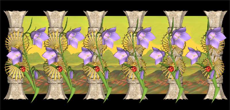 Стереограмма - Божьи коровки на стеблях колокольчиков Стереограмма - Божьи коровки на стеблях колокольчиков