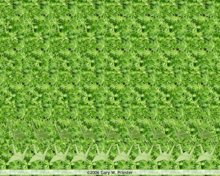 Стереограмма - Цапли на лугу Стереограмма - Цапли на лугу