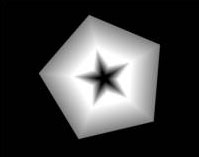 Подсказка к стереограмме - Пятилучевая звезда в правильном пятиугольнике Подсказка к стереограмме - Пятилучевая звезда в правильном пятиугольнике