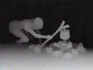 Подсказка к стереограмме - Голлум варит еду в котелке на костре Подсказка к стереограмме - Голлум варит еду в котелке на костре