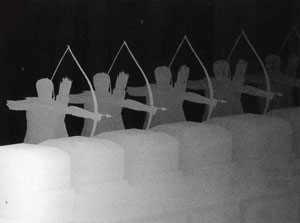 Подсказка к стереограмме - Лучники на стене крепости в боевой готовности Подсказка к стереограмме - Лучники на стене крепости в боевой готовности