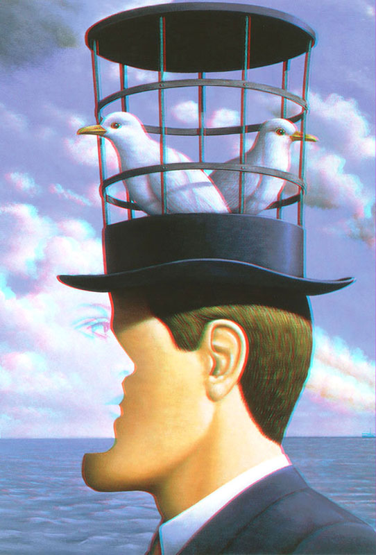 Анаглиф - Сюрреалистическая картина Рене Магритта Анаглиф - Сюрреалистическая картина Рене Магритта