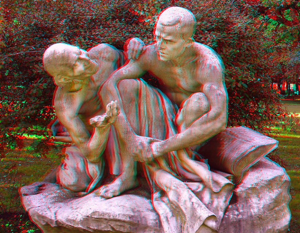 Анаглиф - Сомнения. Скульптура на площади Сан-Мартин в Буэнос-Айресе Анаглиф - Сомнения. Скульптура на площади Сан-Мартин в Буэнос-Айресе