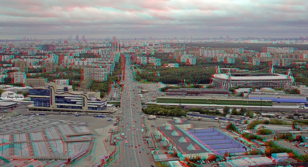 Анаглиф - Вид на Москву с птичьего полета. Торговый центр «Новочеркизовский» Анаглиф - Вид на Москву с птичьего полета. Торговый центр «Новочеркизовский»