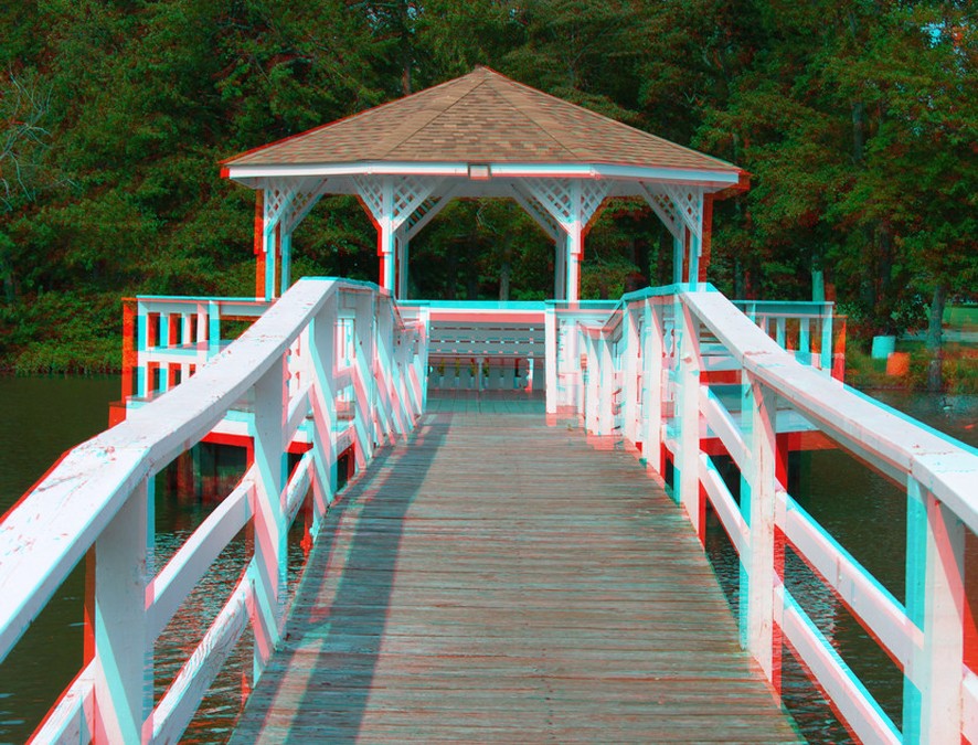 Анаглиф - Беседка и мостик на пруду Анаглиф - Беседка и мостик на пруду