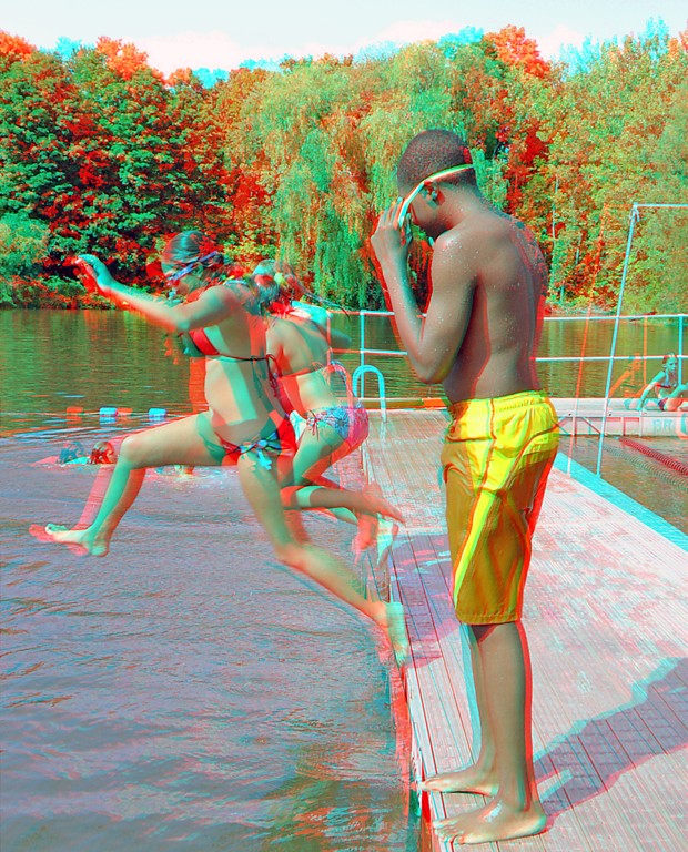 Анаглиф - Прыжок в воду с мостков Анаглиф - Прыжок в воду с мостков