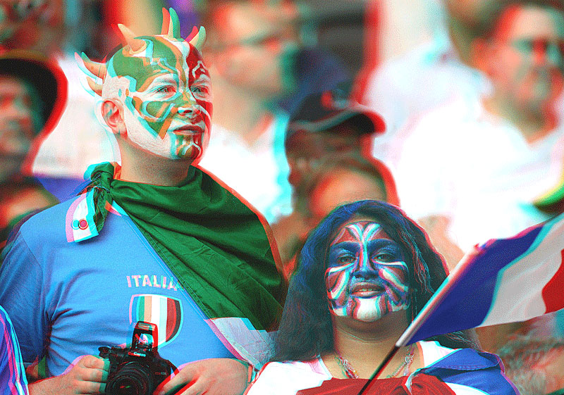 Анаглиф - Французские болельщики Анаглиф - Французские болельщики