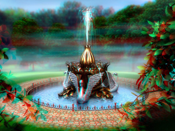 Анаглиф - Фонтанчик с лебедями Анаглиф - Фонтанчик с лебедями