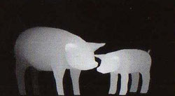 Подсказка к стереограмме - Свинья с поросёнком Подсказка к стереограмме - Свинья с поросёнком